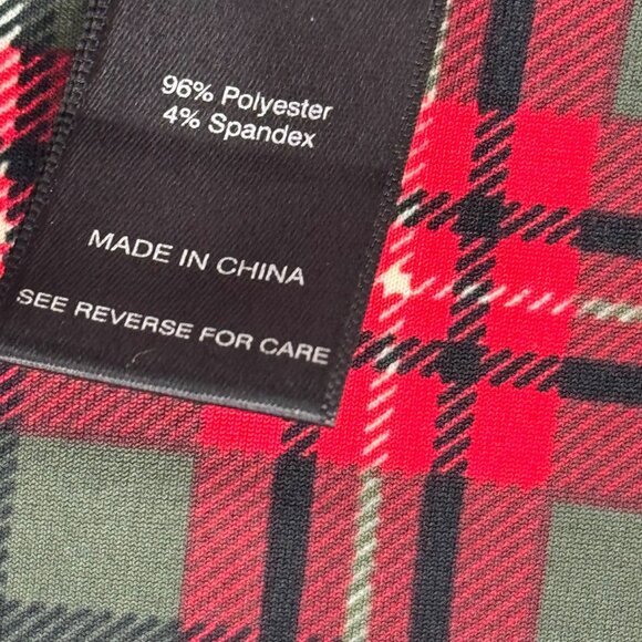 Ali Miles Tartan Plaid Scoop Ruffle Neck 3/4 Sleeve Red size large pletie - Picture 6 of 12
